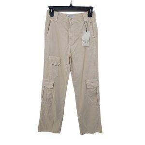 Zara NWT Women's Casual Cargo Pants Cream Size 0